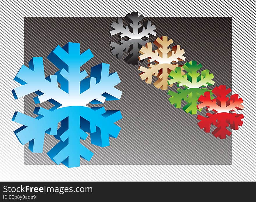 Vector 3D Snowflakes for Christmas and New Year. Vector 3D Snowflakes for Christmas and New Year