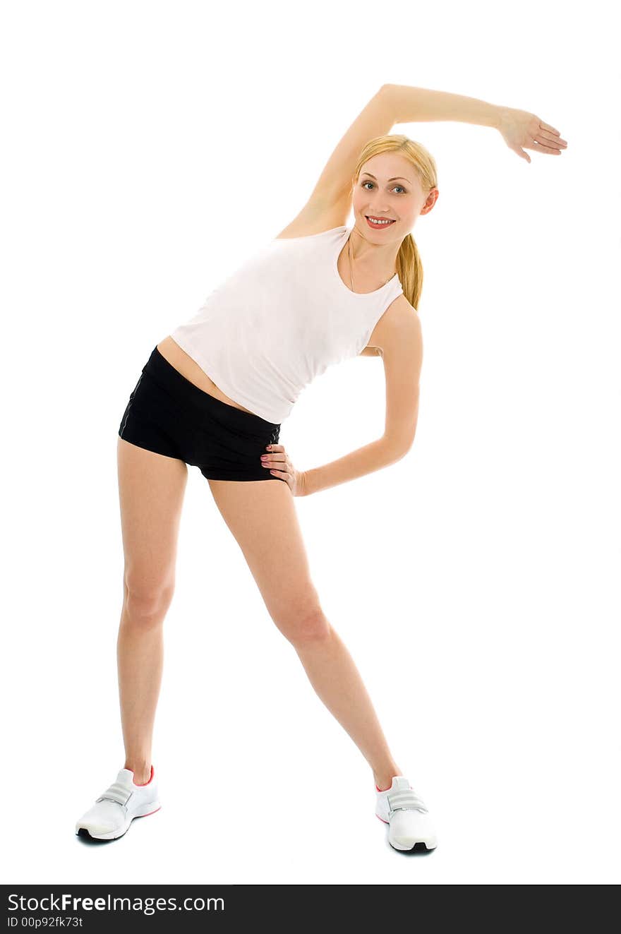 Sporty woman over white background