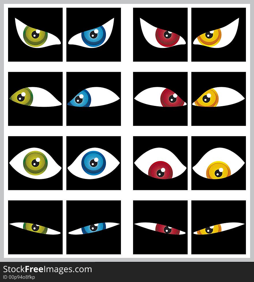 Vector Colors Eyes series. Different emotions