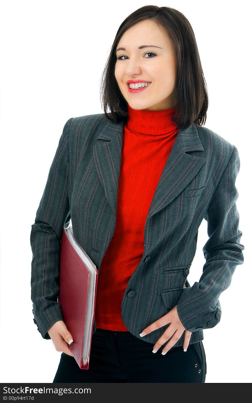 Young Woman With Folder Documents