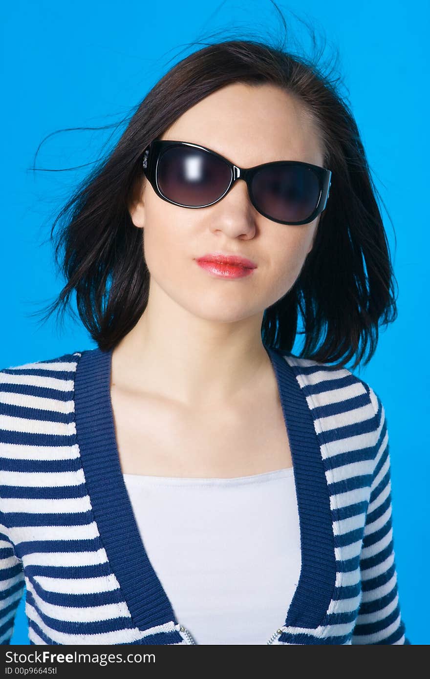 Pretty young woman on white background