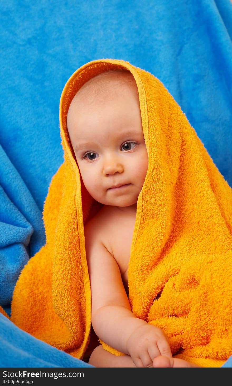 Portrait of little girl after bath