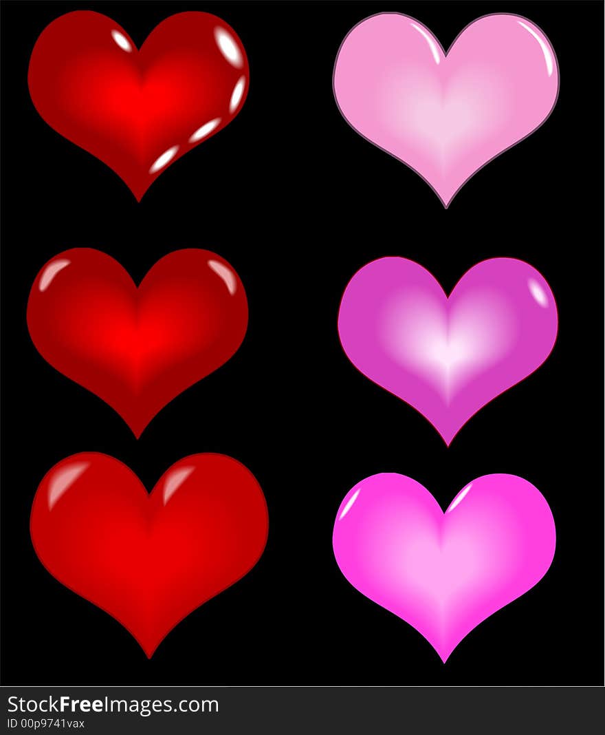 Hearts, vector work, jpg + eps