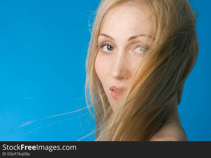 Portrait  woman breeze hair