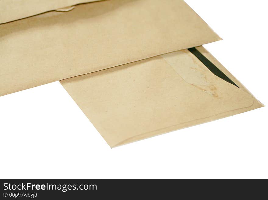 Brown envelopes open isolated over a white background