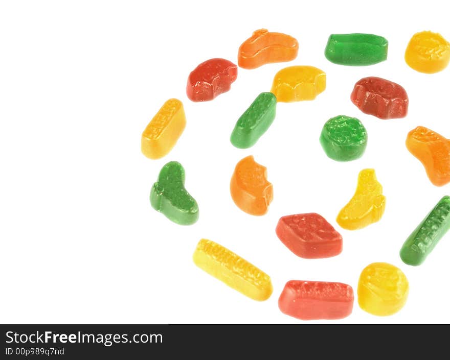 Coloured candy sweets isolated over a white background