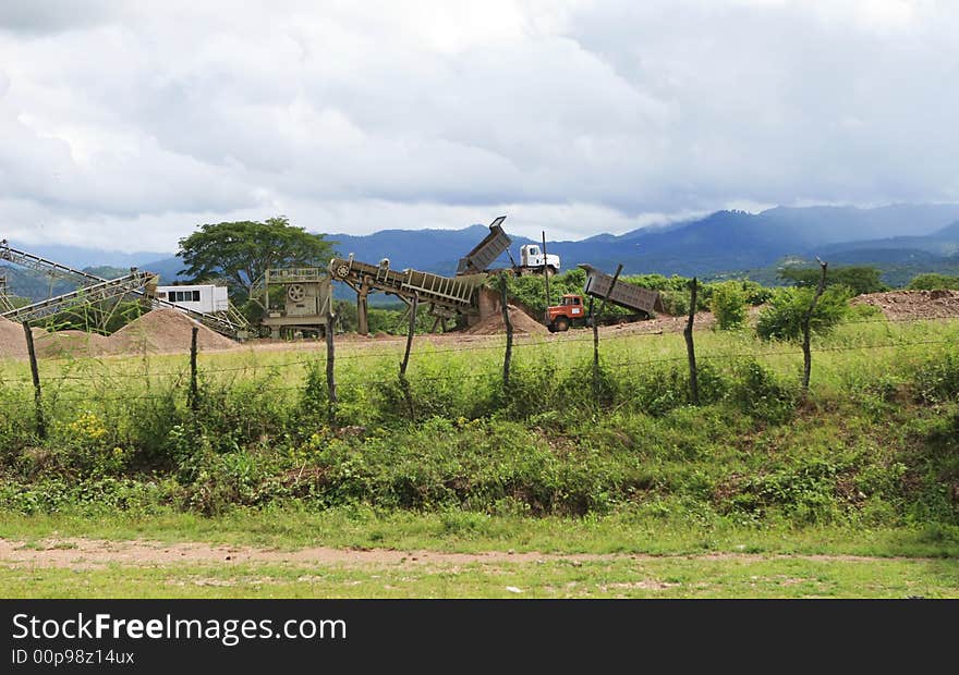 Mining equipment used to sort and crush materials