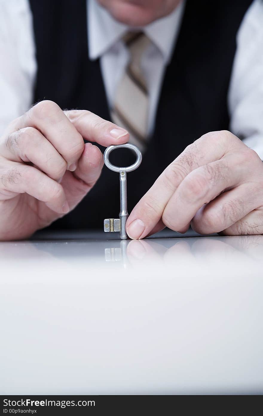 Businessman with key