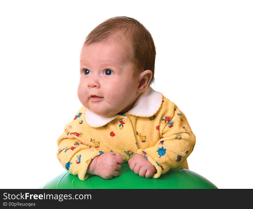 Baby on ball for massage isolated