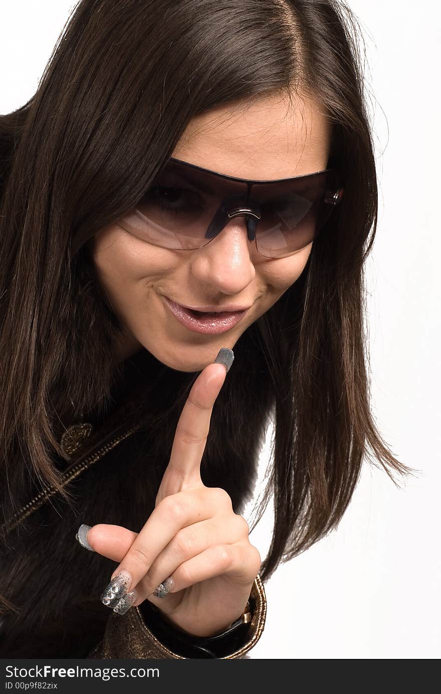 The beautiful girl in glasses on a white background. The beautiful girl in glasses on a white background