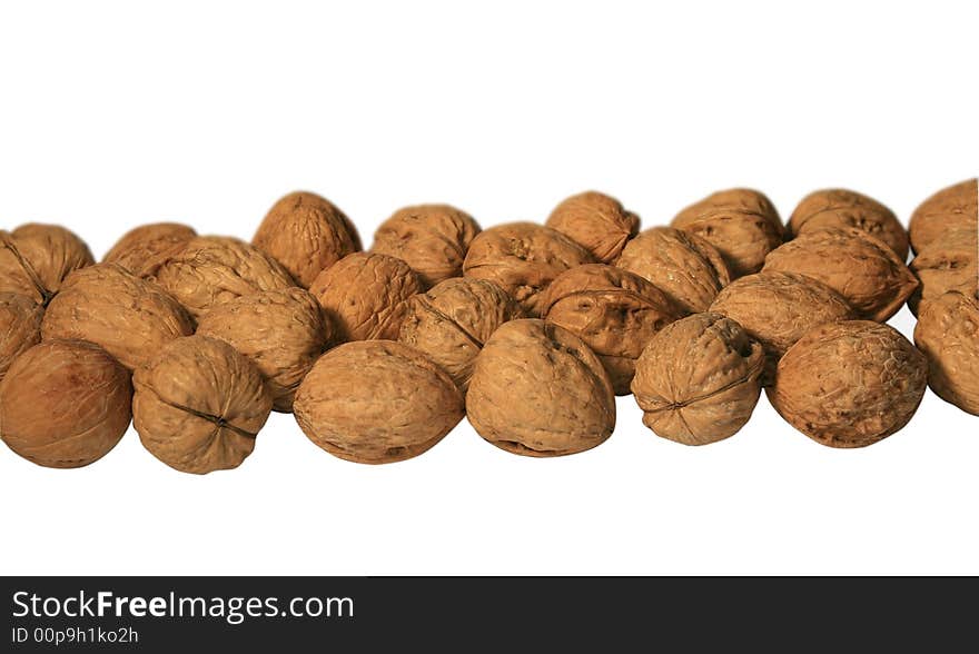 Some Walnuts isolated on a white background