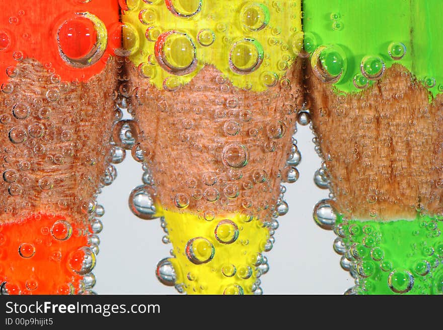 Colored Crayons With Bubbles