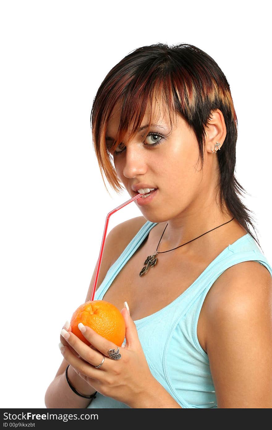 Beauty Girl With Orange