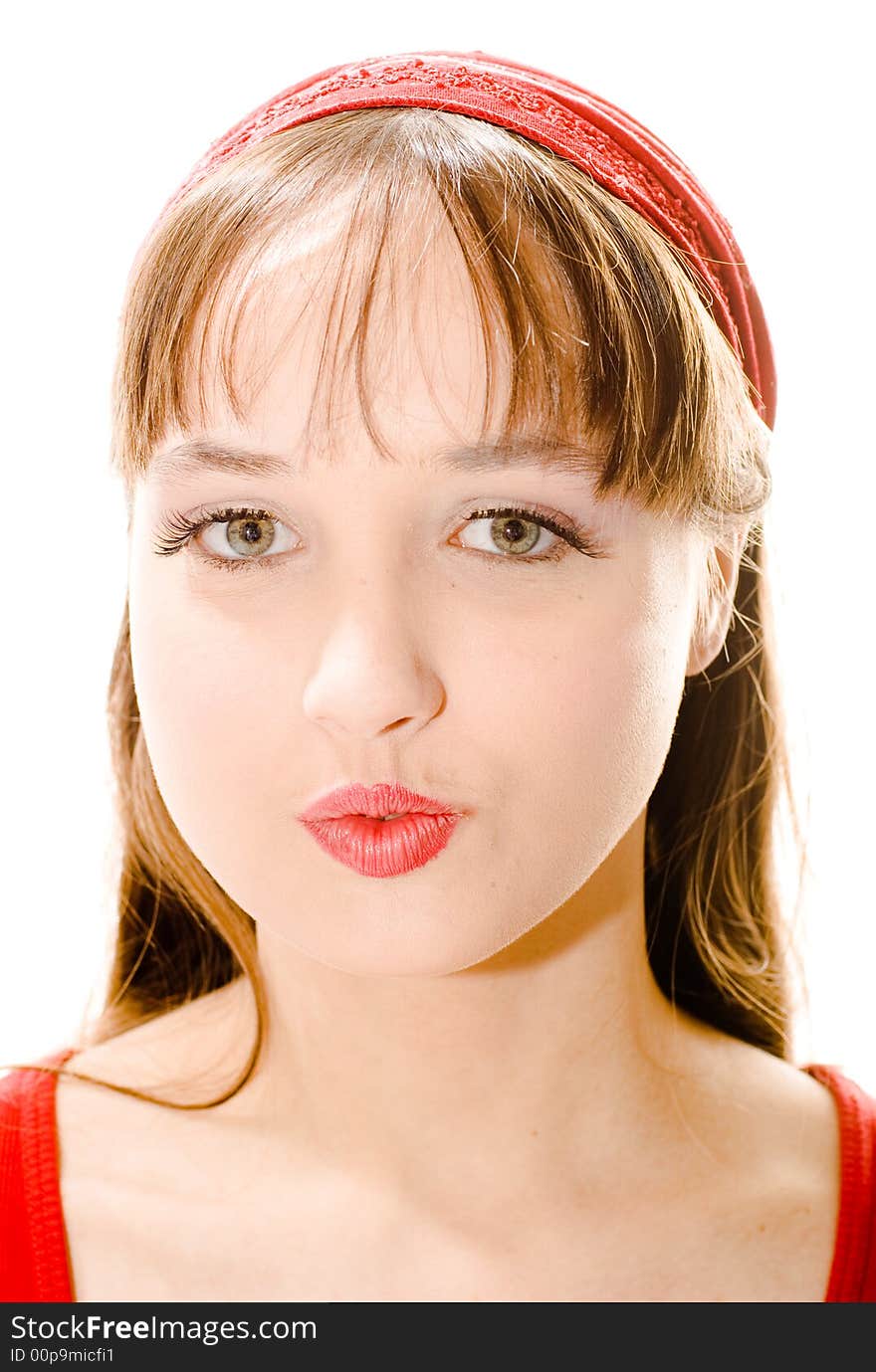 A young woman posing in the studio.