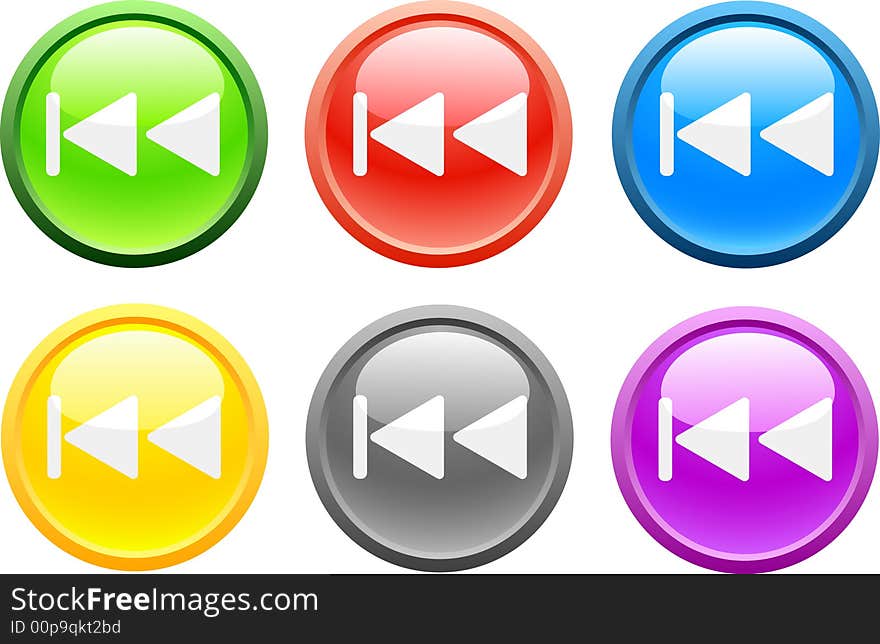 6 high-detailed buttons. Previous.  Vector illustration. 6 high-detailed buttons. Previous.  Vector illustration.