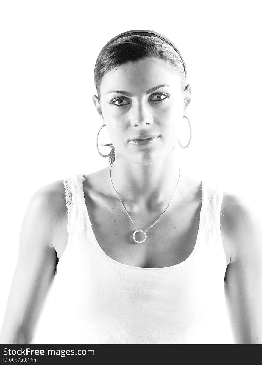 A young woman posing in the studio.