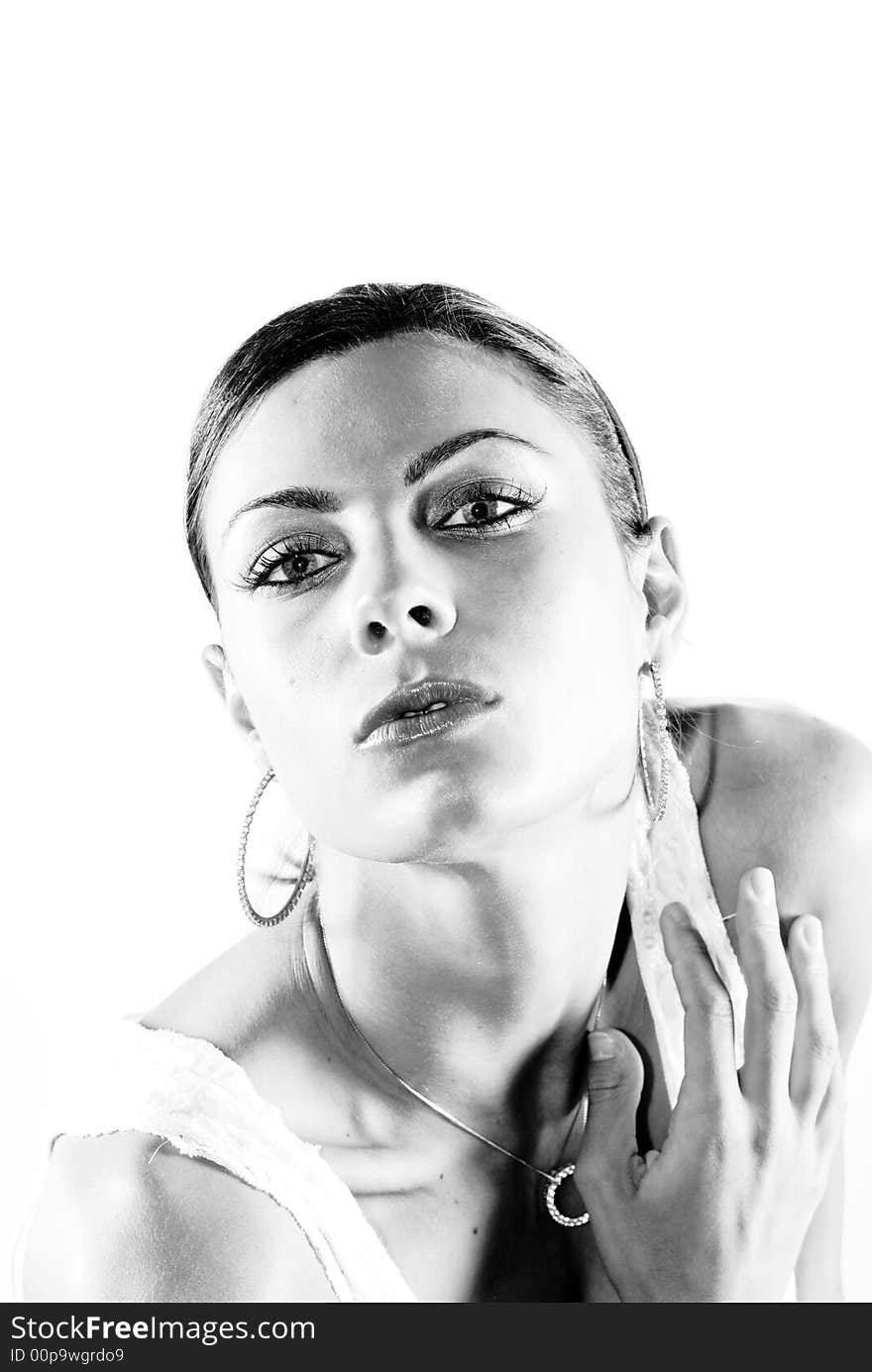 A young woman posing in the studio.