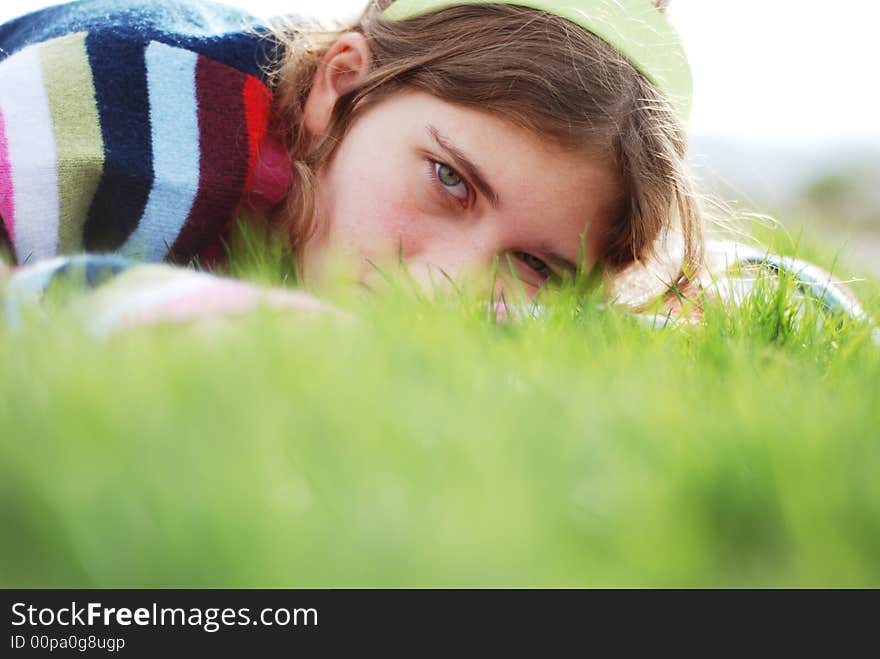 Young girl is enjoying herself at outdoor location