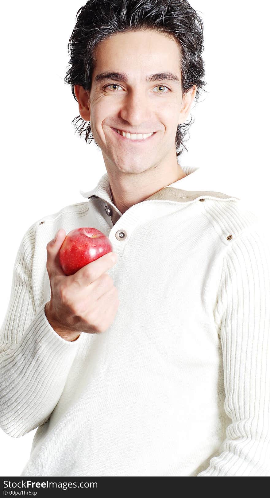 A man is holding fruit in his hands. A man is holding fruit in his hands