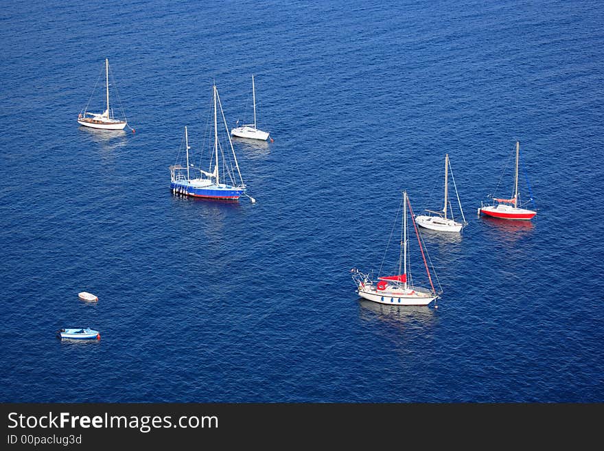 Sailboats on blue sea