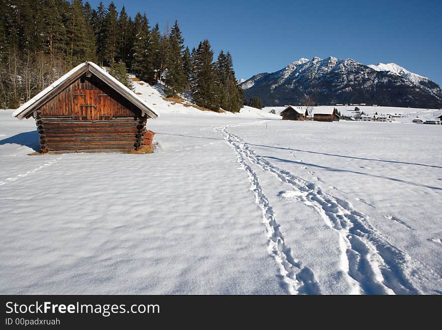 Bavarian Hut In Winter