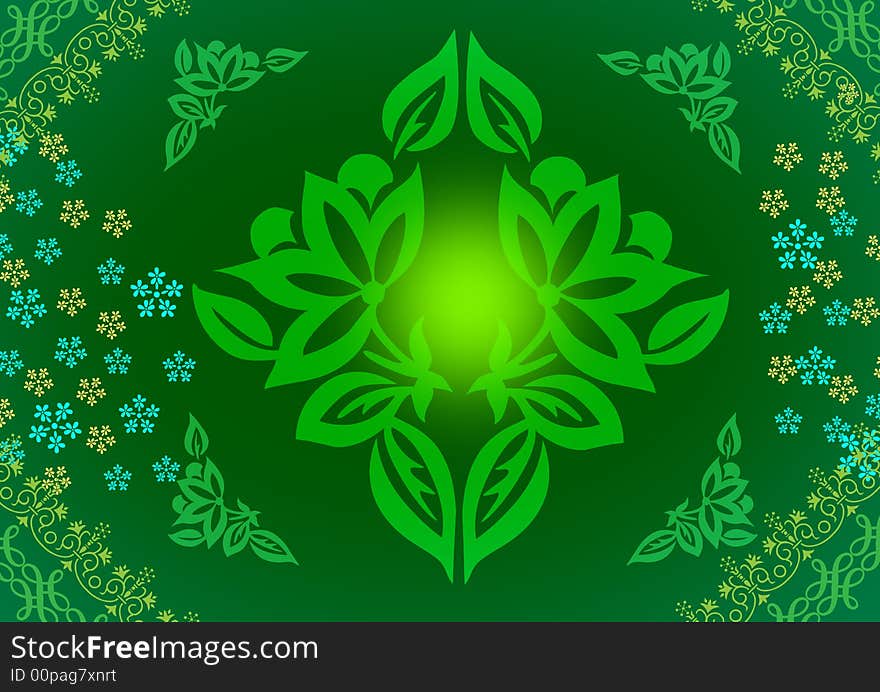 Vector illustration rangoli backgrounds with green colour background