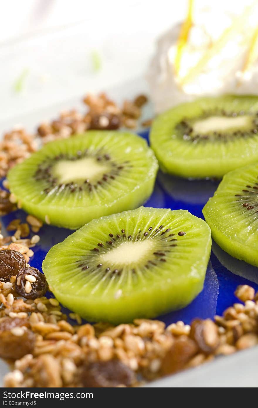 Dessert from kiwi and nuts