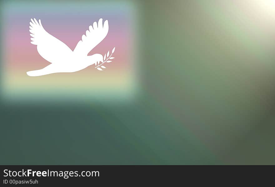 Abstract Background with white dove carrying a twig and pastel colors behind.credit line: Becky HErmanson. Abstract Background with white dove carrying a twig and pastel colors behind.credit line: Becky HErmanson