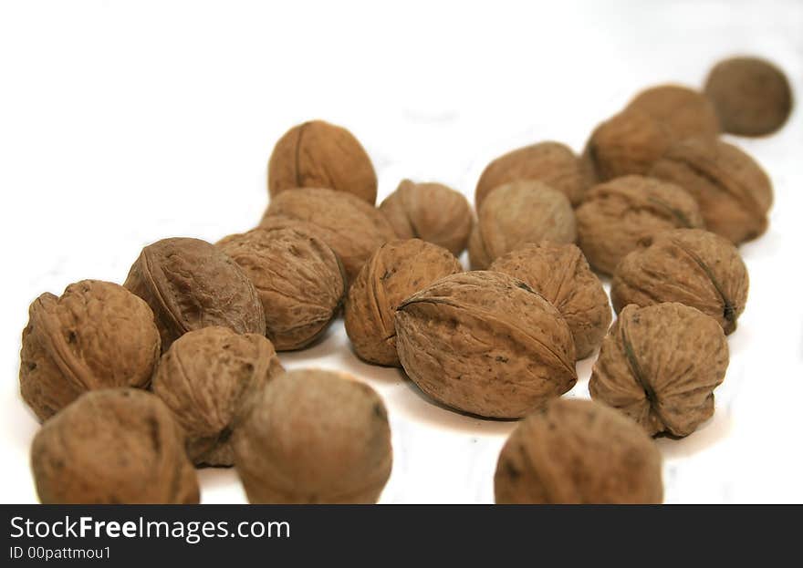 Some Walnuts isolated on a white background