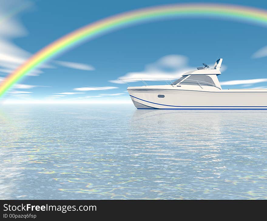 Beautiful rainbow over a sea