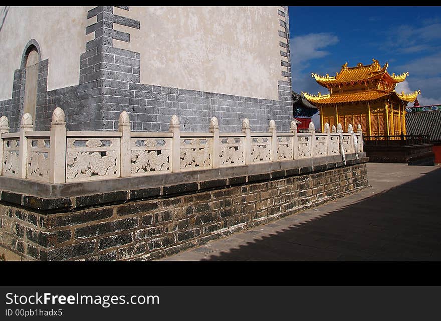 This is a Chinese golden temple.JIZHU mountain ,DALI YUNNAN.