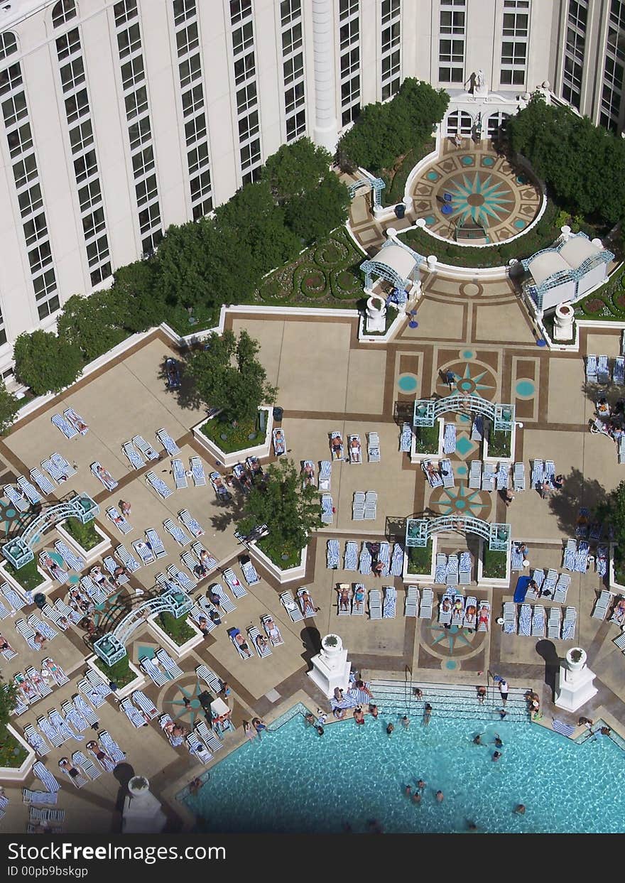 Arial view of hotel pool