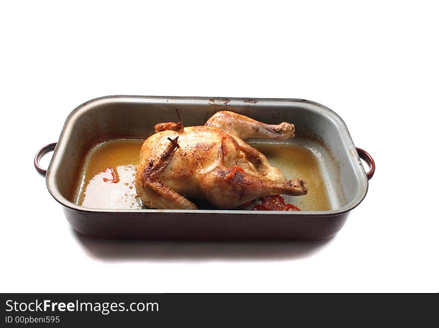 Nice grilled chicken on the white background