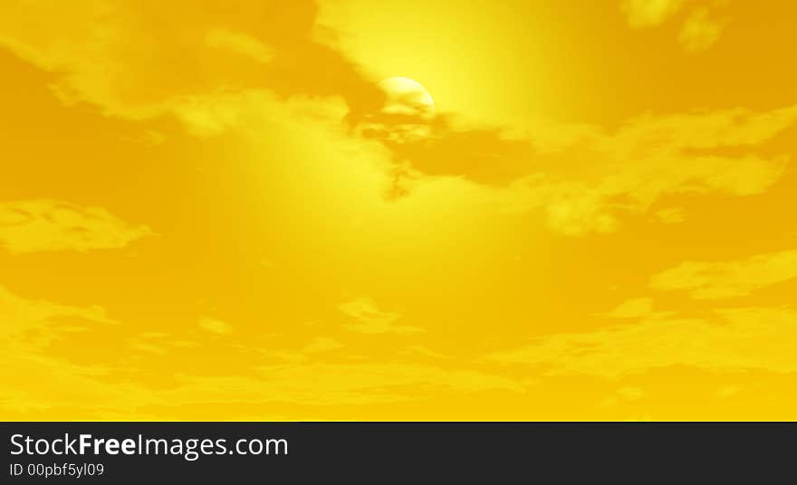 Wonderful sunset cloudscape. 3d illustration