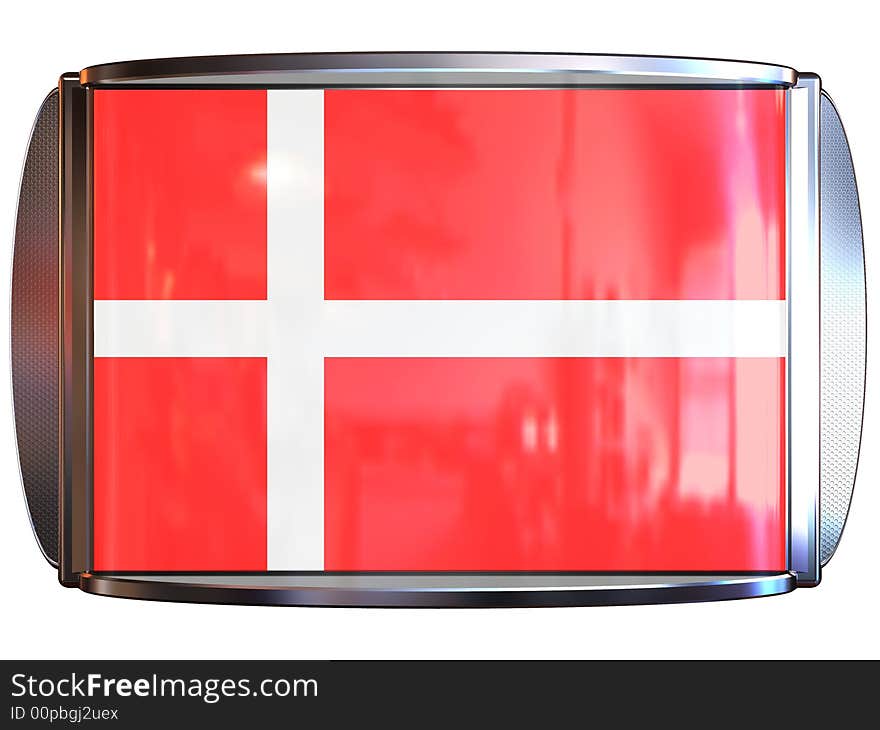 3d scene icon with flag of the Danmark. 3d scene icon with flag of the Danmark