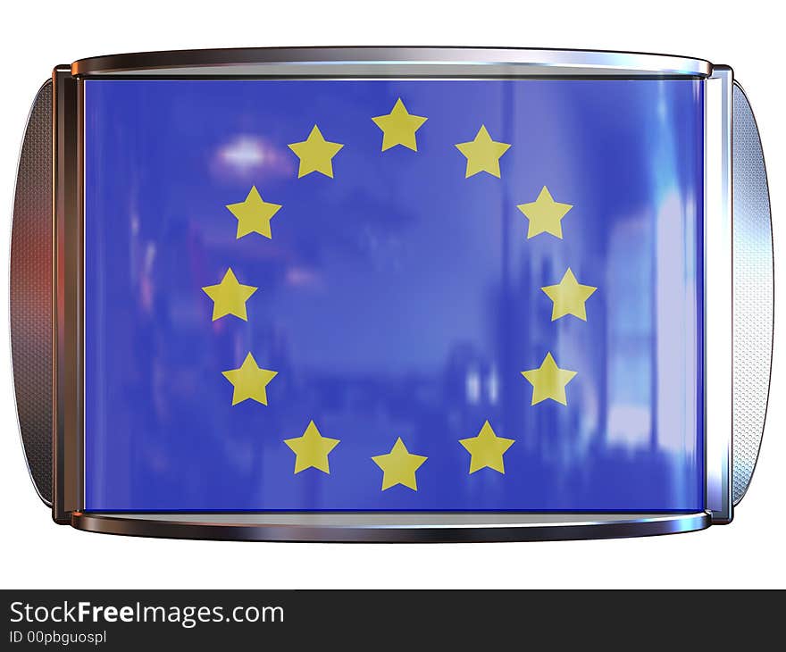 3d scene icon with flag of the European Union. 3d scene icon with flag of the European Union