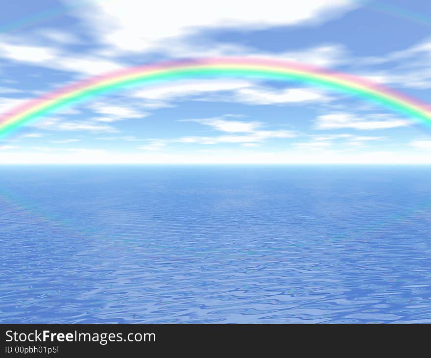 Beautiful rainbow over the sea