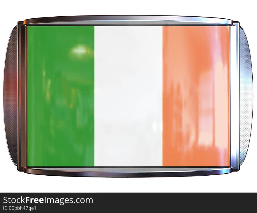 3d scene icon with flag of the Ireland. 3d scene icon with flag of the Ireland