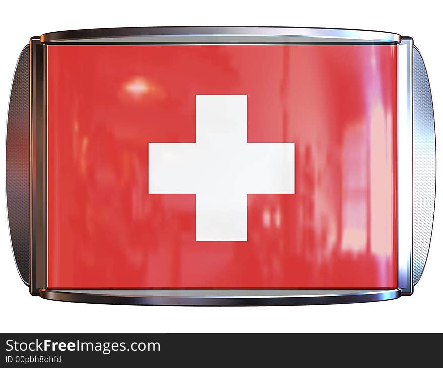 3d scene icon with flag of the Switzerland. 3d scene icon with flag of the Switzerland