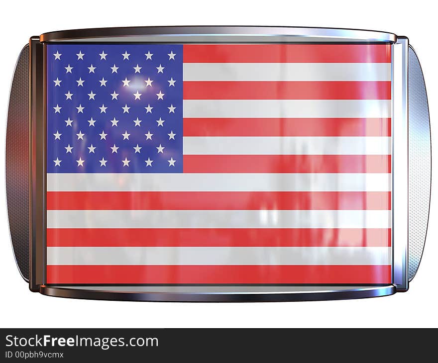 3d scene icon with flag of the USA. 3d scene icon with flag of the USA