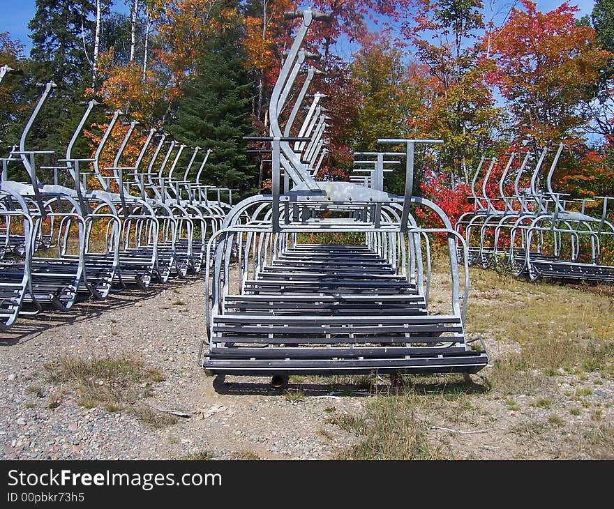 Lift chairs grounded at Searchmont before the beginning of the season. Lift chairs grounded at Searchmont before the beginning of the season.