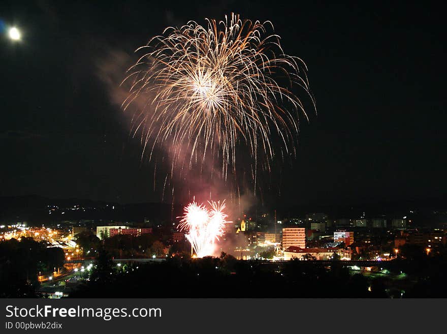 Fireworks at the krichtag in Villach