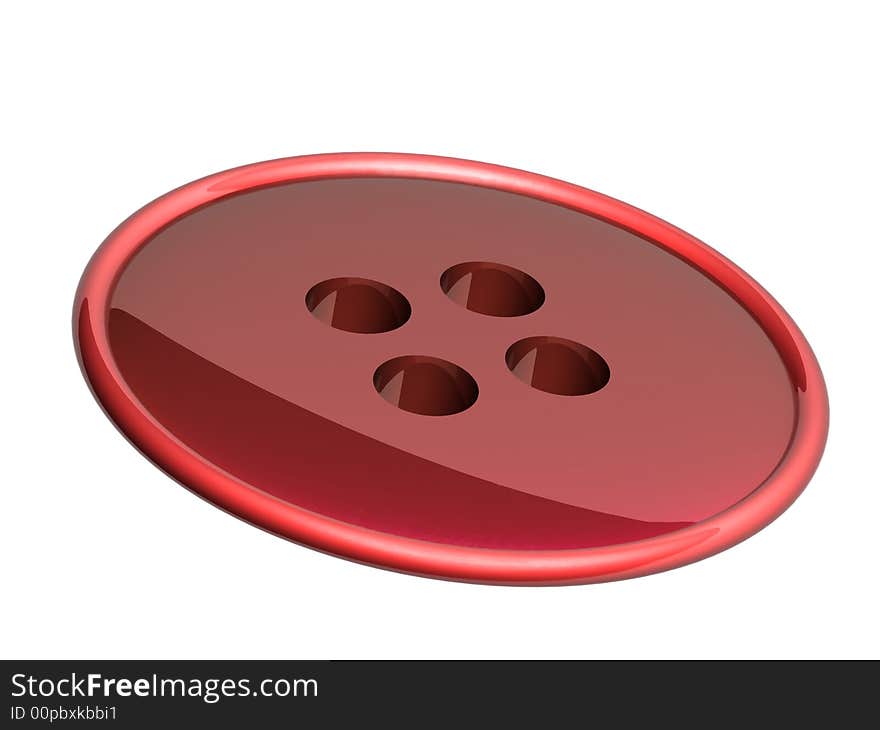 3d red button on a white background