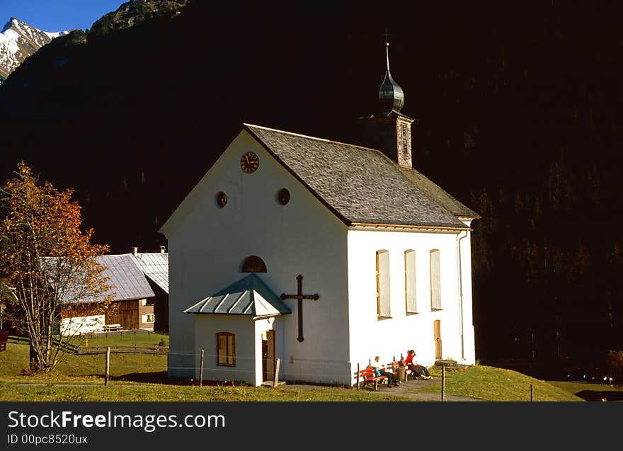 Small chapel in the austrian mountains