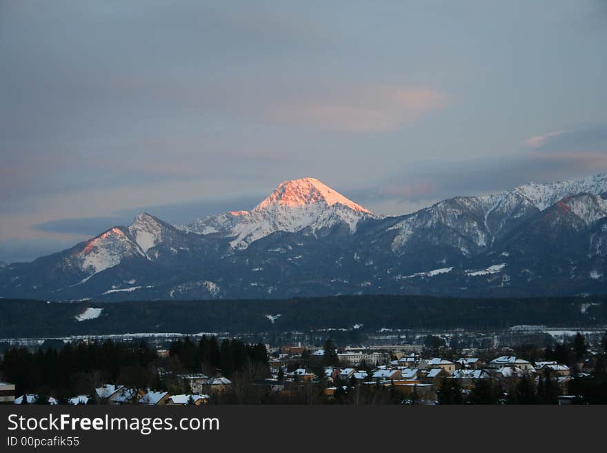 Austrian mountain on the south border to slovenia. Austrian mountain on the south border to slovenia