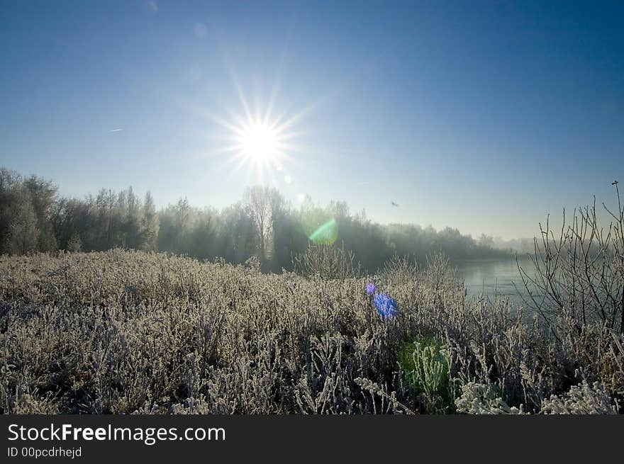 Winter sun landscape