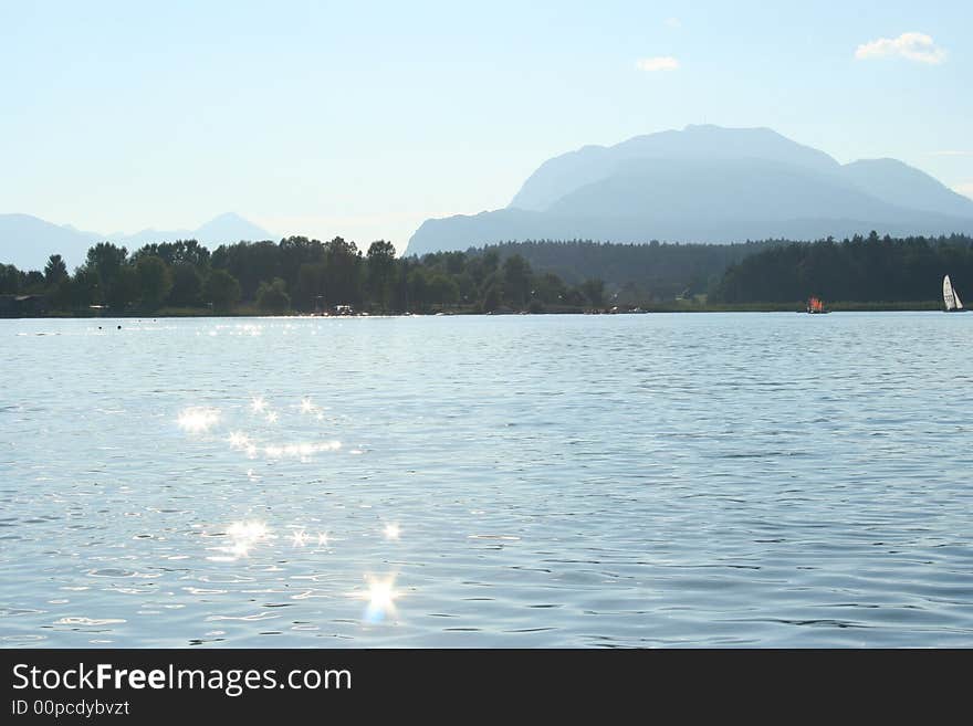 Swimming at the lake faakersee in Carinthia / Austria. Swimming at the lake faakersee in Carinthia / Austria