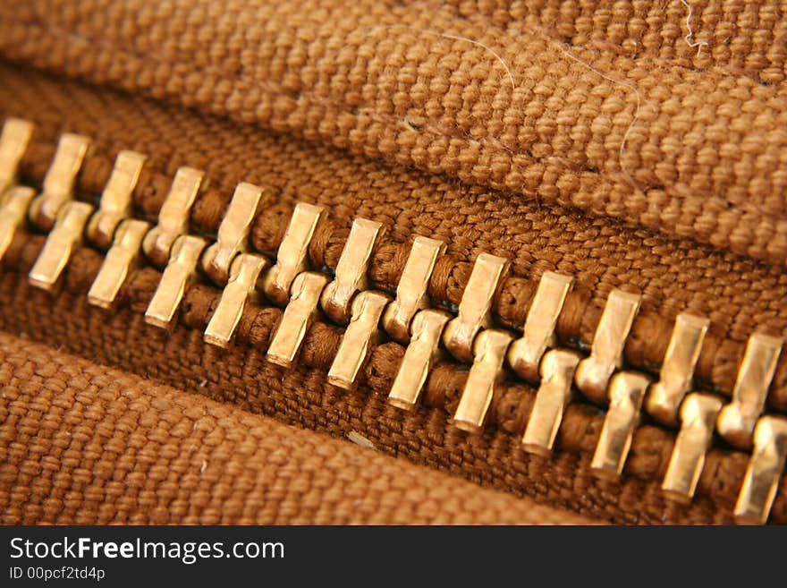 Large gold zipper macro