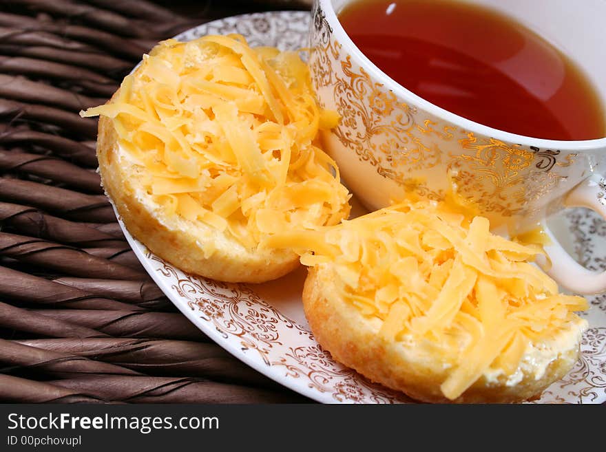 Early Moring Tea with scones and cheese. Early Moring Tea with scones and cheese