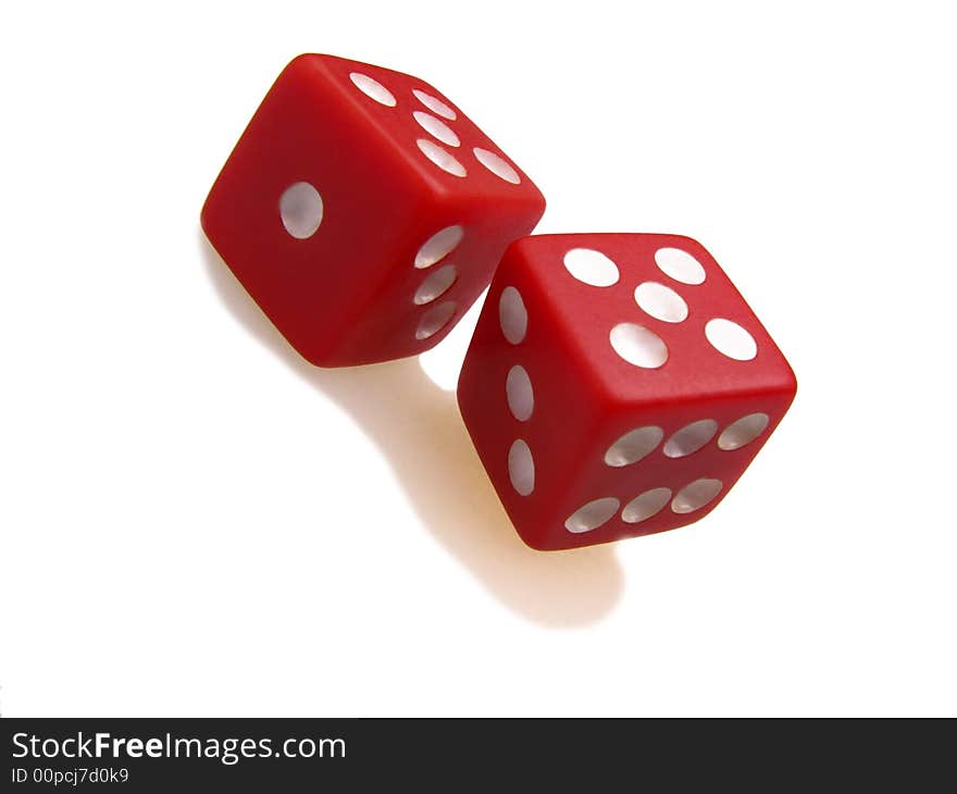 Two playing roll the dice on  white background. Two playing roll the dice on  white background